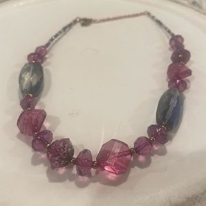 Purple Crystal and Bead Necklace